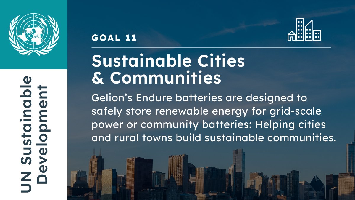 Gelion's battery technology is designed to assist businesses and governments reduce GHG footprints and help hit #NetZero carbon targets. <a href="/SDGaction/">UN SDG Action Campaign</a>

Our ESG strategy closely aligns to the <a href="/UNEP/">UN Environment Programme</a> <a href="/UN/">United Nations</a> Sustainable Development Goals. <a href="/UN_SDG/">UN Sustainable Development Group 🇺🇳</a>

#renewablenergy #sustainabledevelopment