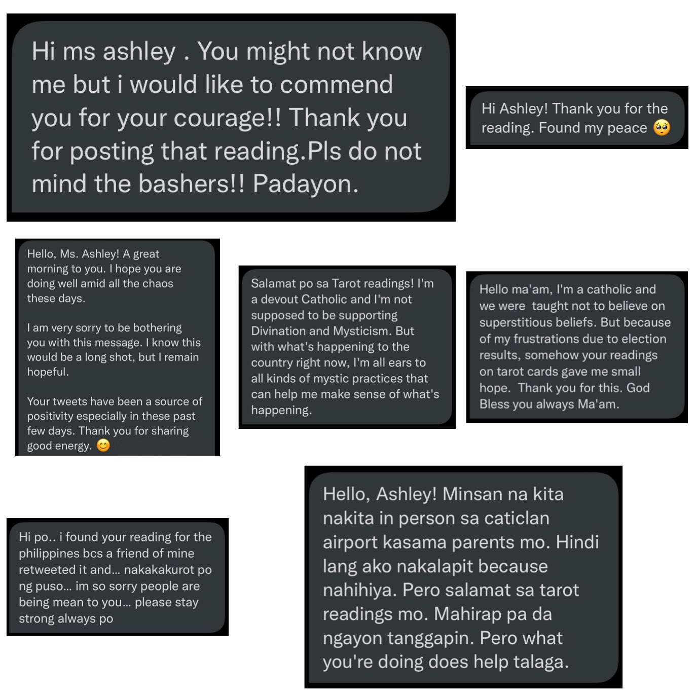 Ashley Gosiengfiao on Twitter: "A few of the private messages I've received  recently. You might not know it, but you all encourage me to press on  amidst all the hate comments. So