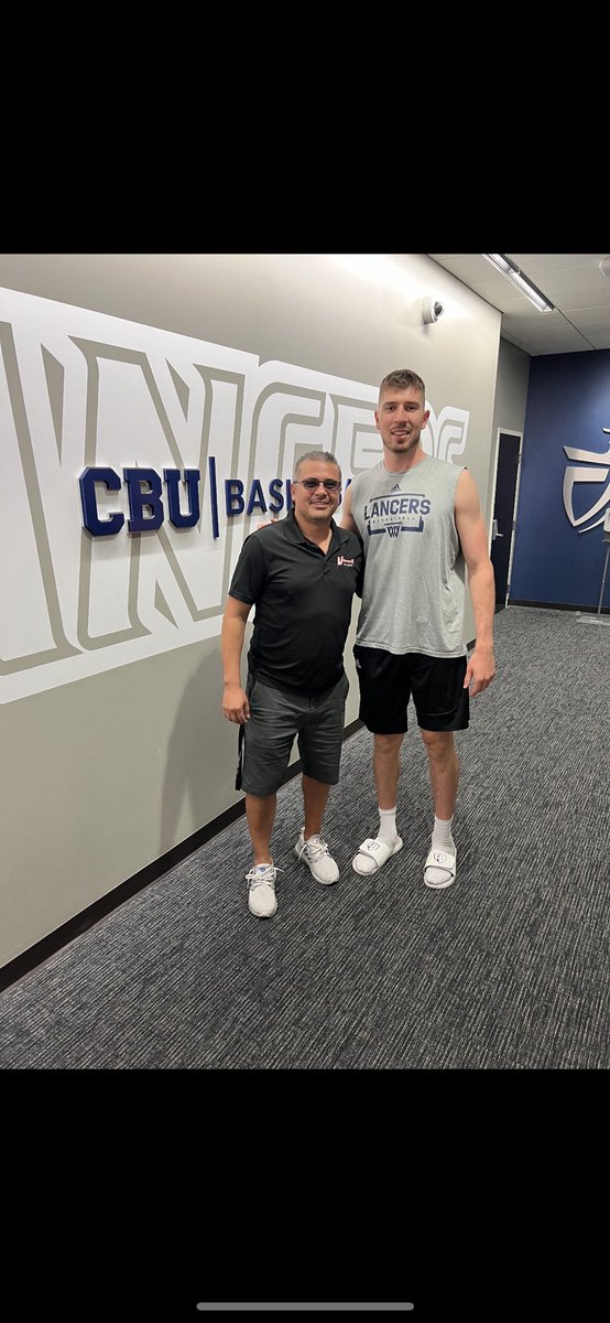 CoachZedan's tweet photo. Great spending time with one of the best players I’ve ever coached.  @battin_riley working his butt off to do great things at CBU.  #wcefamily https://t.co/jHGzJxu1t1