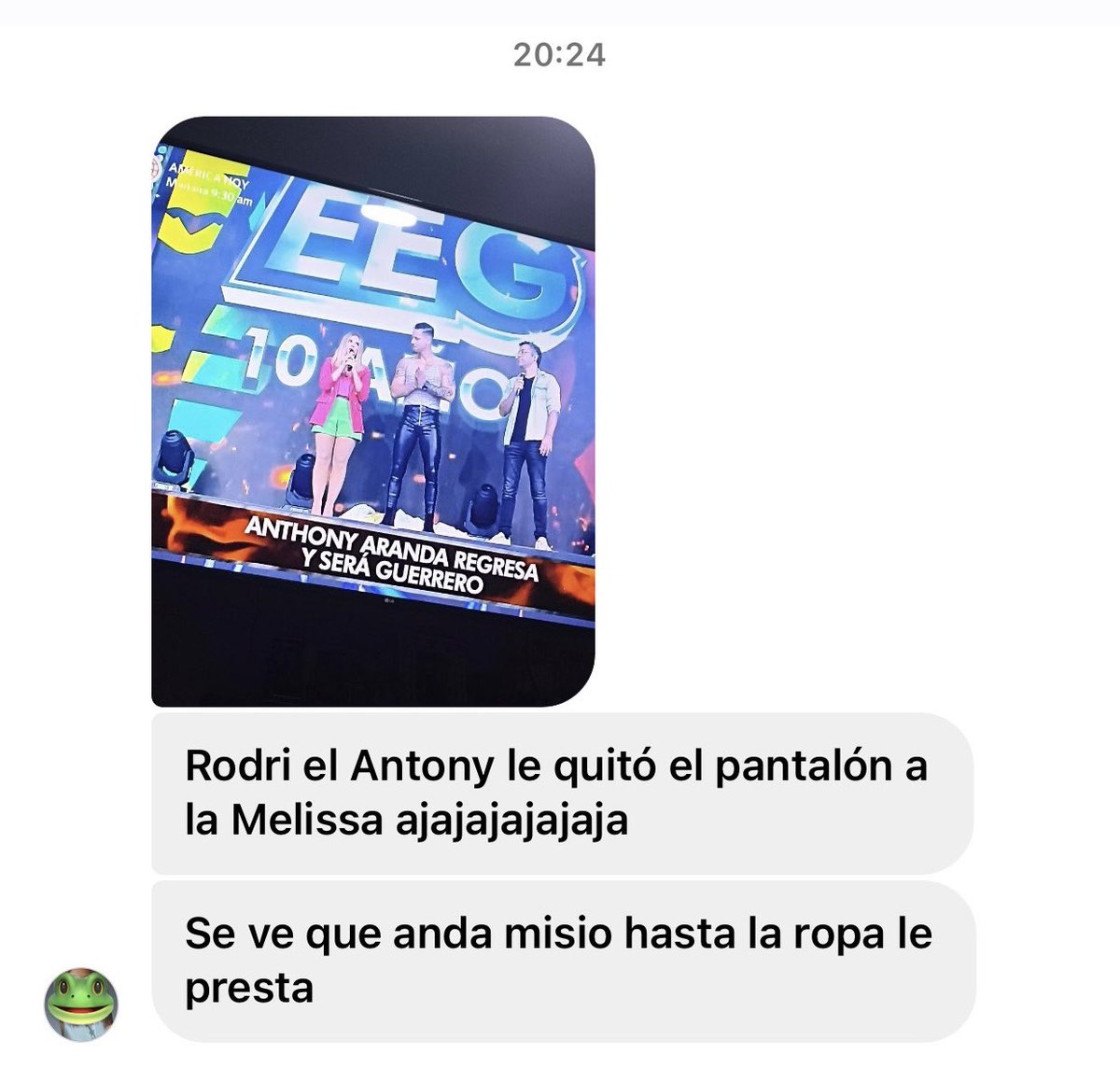 rodgonzalezl's tweet photo. Parece que los rumores son ciertos 

         ¡Apareció el pantalón! 🐸🤣🔥 https://t.co/TVMtdEENQw