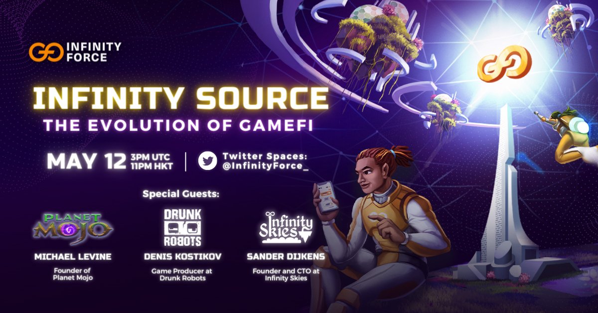 infinityforce_'s tweet photo. Less than 12 hours until our panel discussion with three of our partners and #GameFi leaders!

Featuring: @WeArePlanetMojo, @drunk_robots, @Inf_Skies, &amp; @Sam_INFF 

⏰ 3 PM UTC - set your reminder: https://t.co/bT4BTLZeyC https://t.co/pY9qXXKwK7