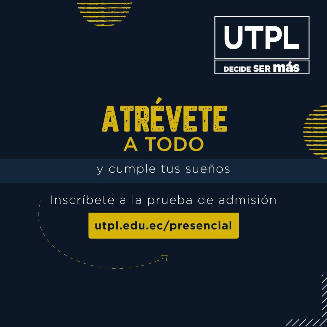¡Esta es la oportunidad que estabas esperando! 💙

​⚡️Atrévete a todo y estudia la carrera de tus sueños.🎓

➡️Inscríbete a la prueba de admisión para modalidad presencial segunda convocatoria hasta el 🗓️11 de agosto de 2022  »🔗 utpl.edu.ec/presencial 
Elige <a href="/Biologia_FEUTPL/">Biología UTPL</a>