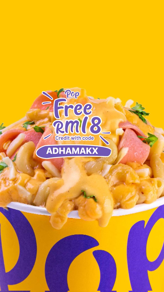 adham_abdullah's tweet photo. I ordered delicious Super Creamy Mac &amp; Cheese from Pop Meals! 
Get your own and RM18.00 credits if you sign up with my link or use code ADHAMAKX 

https://t.co/LpZuYSeaGl https://t.co/lgenh69idE