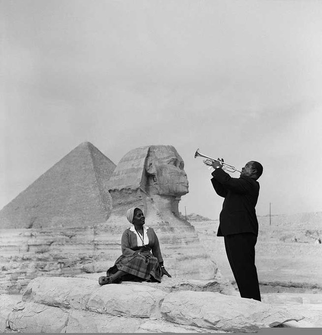 Louis Armstrong Plays For His Wife in Giza, 1961.