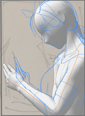 3Dモデルだ!!わぁ～い!!
と嬉しがるも束の間…モデルが男なので結局イメージとずれるため、ラフをもう一度描く羽目に…
いわゆるこれが…2度手間ですね～。 