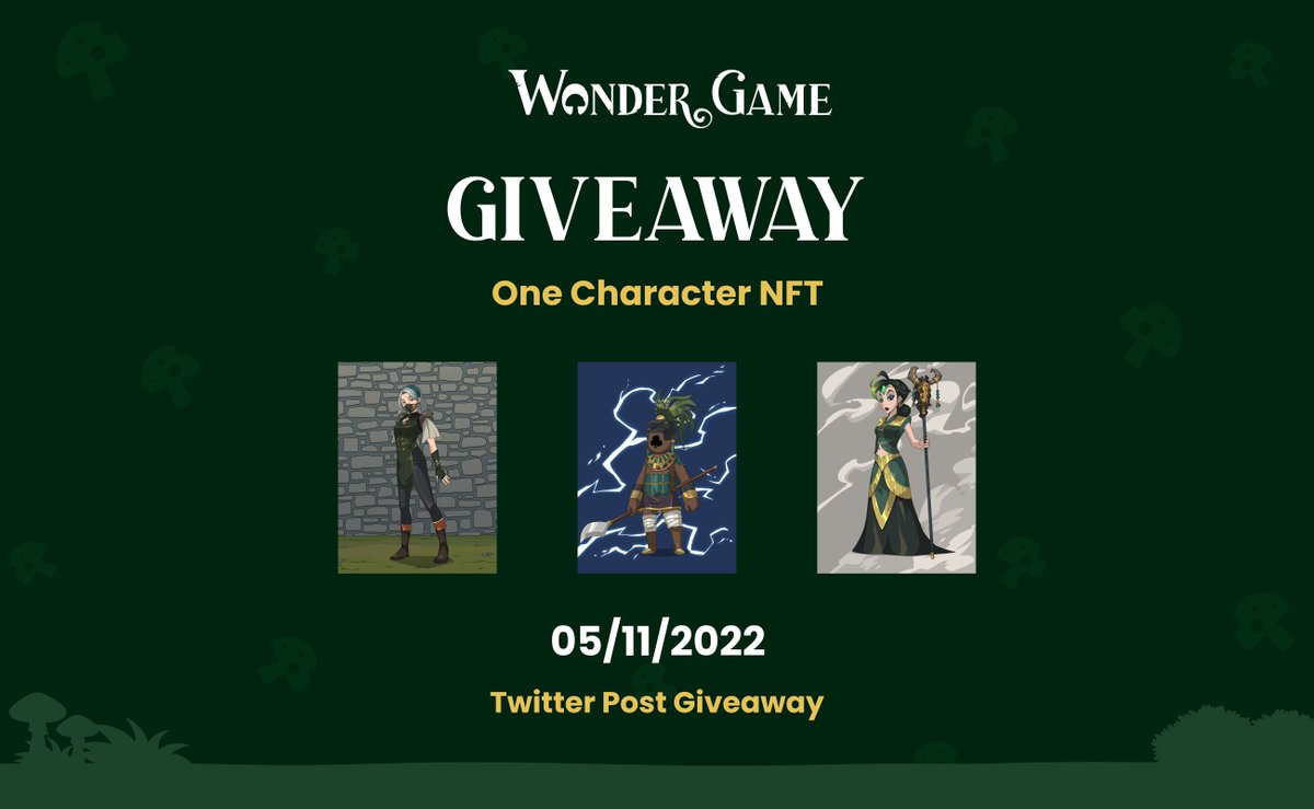 wonderdotgame's tweet photo. Character NFT Giveaway - Twitter Post

1) Tweet what are you grateful for
2) Tag @wonderdotgame and 2 friends
3) Add #thisshalltoopass #BUIDL

We're grateful for the support from our community ♥️ https://t.co/ywWIdTAVf9