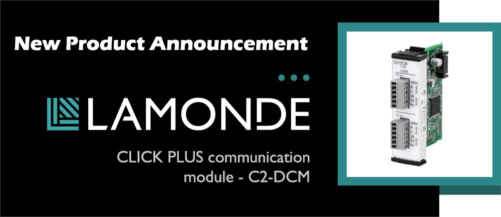 LamondeDotCom's tweet image. New from @AutomationDirec &amp;amp; available from Lamonde Automation - C2-DCM serial option module for the CLICK PLUS PLC. Read more here: news.lamonde.com/2022/05/12/new…

#AutomationDirect #CLICK #CLICKPLUS #CLICKPLC #CLICKPLUSPLC #PLC #Automation #Modbus  #SerialCommunication #RS232 #RS485