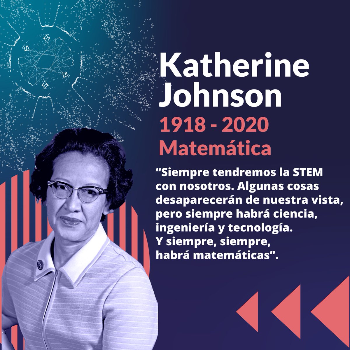 VLCTechCity's tweet photo. ✨ Hoy celebramos el Día Internacional de las #MujeresMatemáticas descubriendo a Katherine Johnson, conocida por su gran carrera profesional en la @NASA y su papel clave en la misión Apollo 11.

¿Quieres saber más? #DoneStem 👉 https://t.co/9E6GokFQi5 https://t.co/JNZgRDWVln