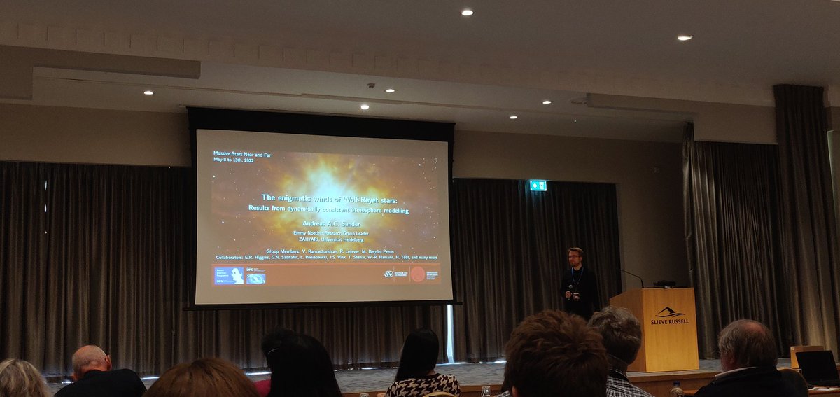 LarkinCormac's tweet photo. Now @AstroAndreas continues this morning's session with an overview of Wolf-Rayet atmosphere modelling @zah_hd @UniHeidelberg @IAUS361 #IAUS361 https://t.co/2DtzSGyuNk