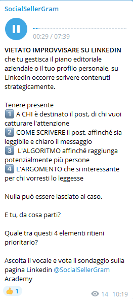 * VIETATO IMPROVVISARE SU  #Linkedin che tu gestisca il piano editoriale aziendale o il tuo profilo personale, su Linkedin occorre scrivere contenuti strategicamente.

Ascolta il vocale #Telegram 👉  t.me/SocialSellerGr… e vota il sondaggio