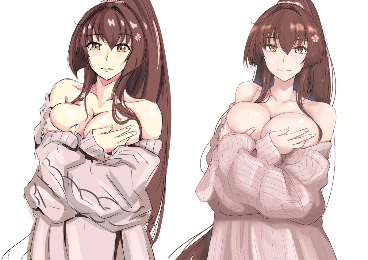 元絵との比較～
たしか元はグラビア系の画像を模写して大和に置き換えたイラストだったはず(ポーズ、体形等は若干?変更) 