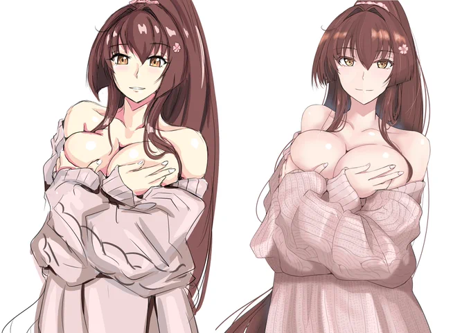元絵との比較～
たしか元はグラビア系の画像を模写して大和に置き換えたイラストだったはず(ポーズ、体形等は若干?変更) 
