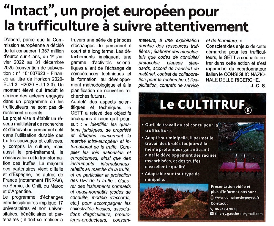 IntactProgetto's tweet image. INTACT project on &quot;Le trufficulteur&quot; #intactproject