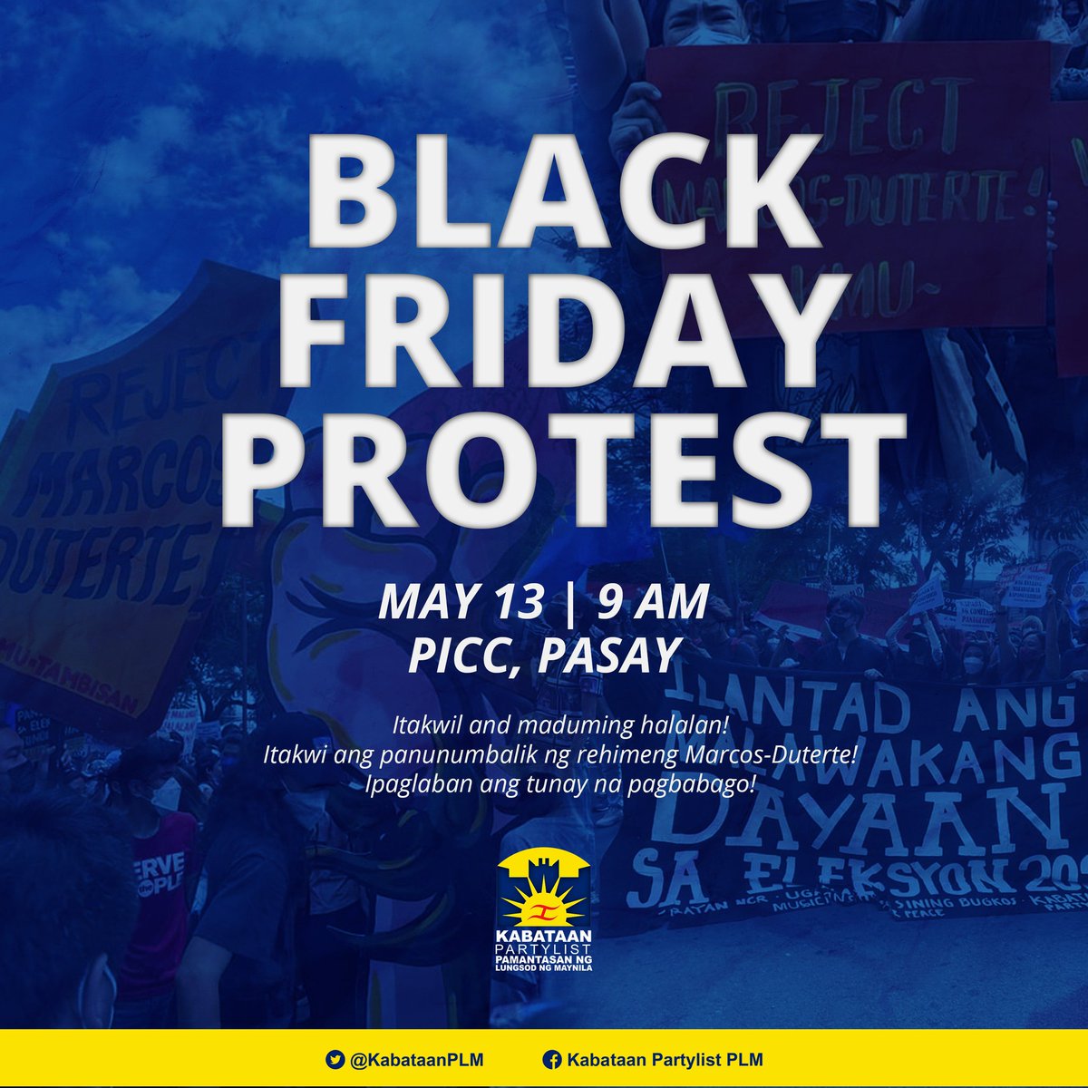 KabataanPLM's tweet photo. Sa panahon ng lantarang dayaan at muling ninanakaw na demokrasya sa pagkapanalo ni Marcos sa halalan, wala tayong ibang pipiliing landas kundi landas ng paglaban!

Sumama sa pagkilos ngayon May 13 sa PICC-9 ng umaga at singilin ang inutil na Comelec sa pagpapanalo kay Marcos Jr! https://t.co/joyp9DjcwR