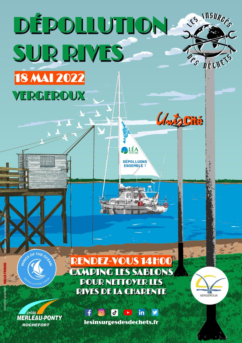 Les Insurgés des Déchets vous donnent rendez-vous le Mercredi 18 Mai au camping Les Sablons à Vergeroux pour un grand nettoyage des rives de la Charente !