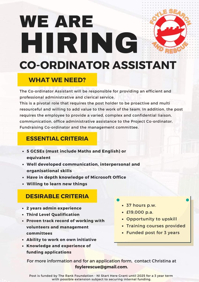 🚨 WE'RE HIRING!

➡️  Want a full time job?

➡️  Want to train while you work?

➡️  Want to make a difference in your community?

If you answered YES to these questions and have the essential criteria below, then we need you!! 

Full details on how to apply in the posters!!!