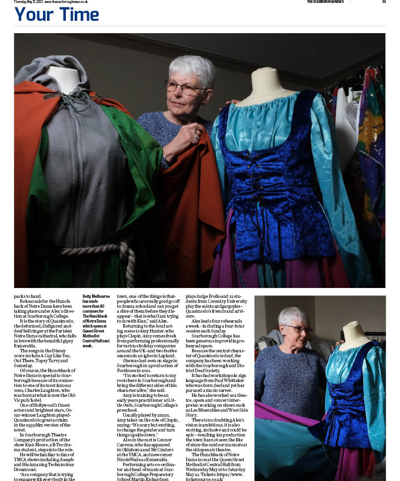 Sue Wilkinson (@suewilkinsonsn) on Twitter photo Getting reading for the opening of <a href="/ScarbTheatreC/">Scarborough Theatre Company</a> production of the Hunchback of Notre Dame. Feature in <a href="/TheScarboroNews/">The Scarborough News</a> Getting reading for the opening of <a href="/ScarbTheatreC/">Scarborough Theatre Company</a> production of the Hunchback of Notre Dame. Feature in <a href="/TheScarboroNews/">The Scarborough News</a>