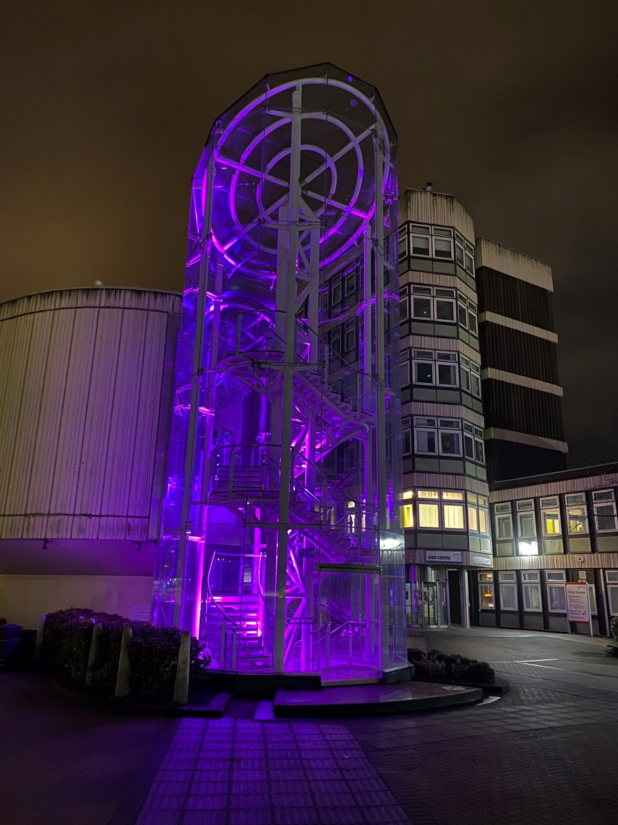 nlcpeople's tweet photo. This week is Fibro awareness week and we are illuminating the Civic Centre and Arria statue purple today to help raise awareness about Fibromyalgia, an invisible and debilitating chronic condition. @united_fibro #lightupforfibro https://t.co/IIE1yhGXZs. https://t.co/yNSI9lCl1e