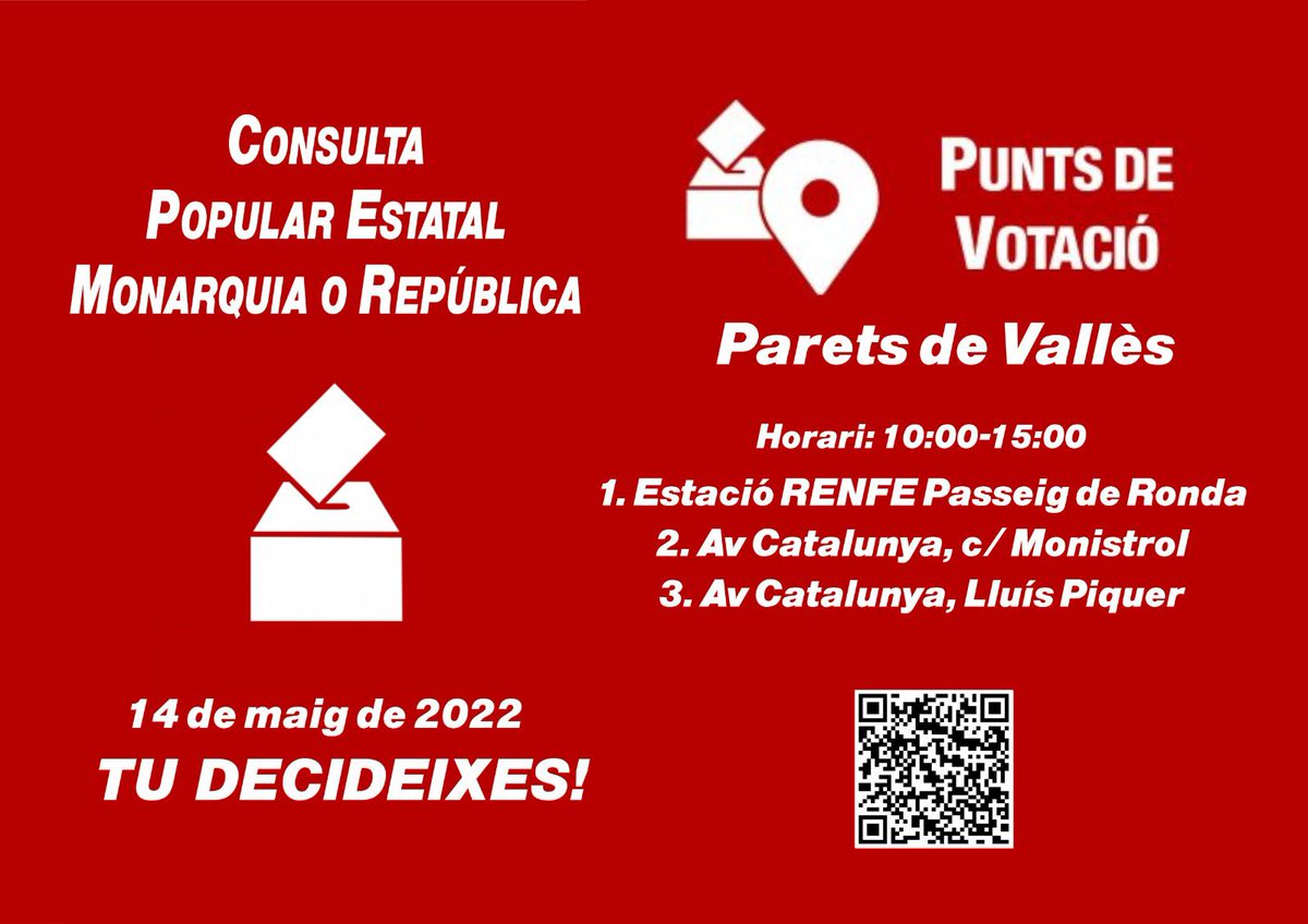 ¿Parets es republicana o monárquica?

Esto lo sabremos el 14/05/2022, gracias a tu voto.