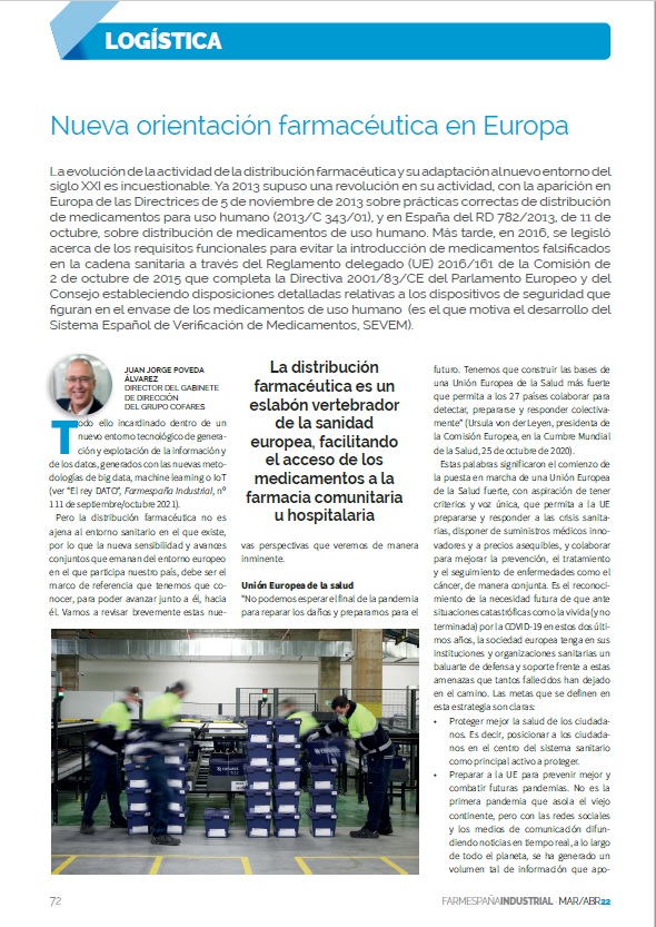 jjorgepoveda's tweet photo. Mi artículo sobre #DistribucionFarmaceutica "Nueva orientación farmacéutica en Europa¨en la revista @farmindustrial nº 116 marzo-abril 2022, páginas 72-73 https://t.co/gV01VPoe8Z https://t.co/zaKmF98tCP