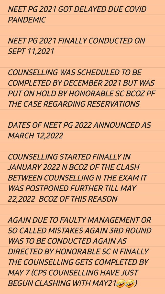 bhavysheth09's tweet photo. Is it our fault dat neetpg21 got delayed?Is it our fault dat counselling was delayed
Earlier it was postponed bcoz of d same reason den why now its difficult for d मिनिस्ट्री to help us All v need is 10weeks
#DELAYNEETPG_MODIJI
#NEETPG2022DEFERMENT
#POSTPONENEETPGBY10WEEKS https://t.co/iOkcESqDOD