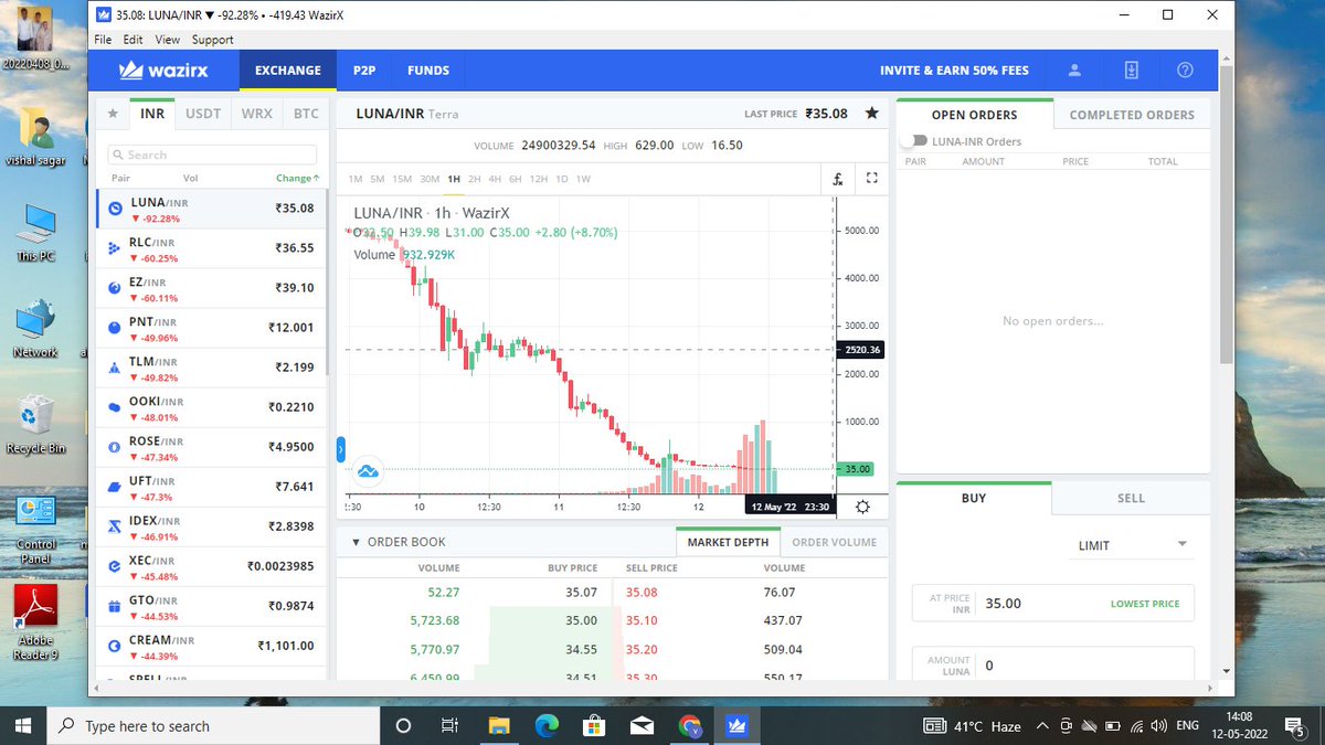 Mr_Boring369's tweet photo. @WazirXIndia @BuddhaSource 
the price of luna in wazirx and other exchanges is huge.
why this happen? https://t.co/3SGrOQp3la