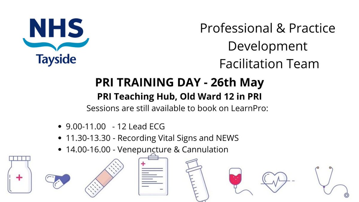 Clinical Skills training sessions available at PRI 26th May and 28th June.
To be held in PRI Teaching Hub, Old Ward 12 in PRI.
Book via LearnPro
