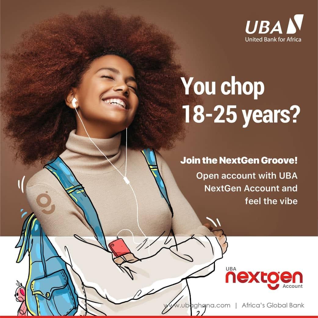 UBAGhanaLtd's tweet photo. Save for your future with UBA NextGen Account. DM for more information. #ubaghana #ubaNextGen ubaSavings #savings https://t.co/KrTTpOEVAA