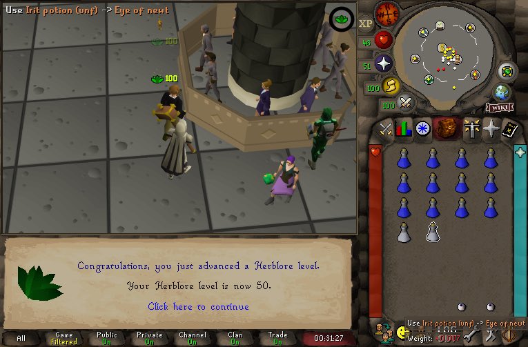 Lvl2Ghost's tweet photo. 50 Herblore #osrs #oldschoolrunescape https://t.co/zCKy7tZvTk