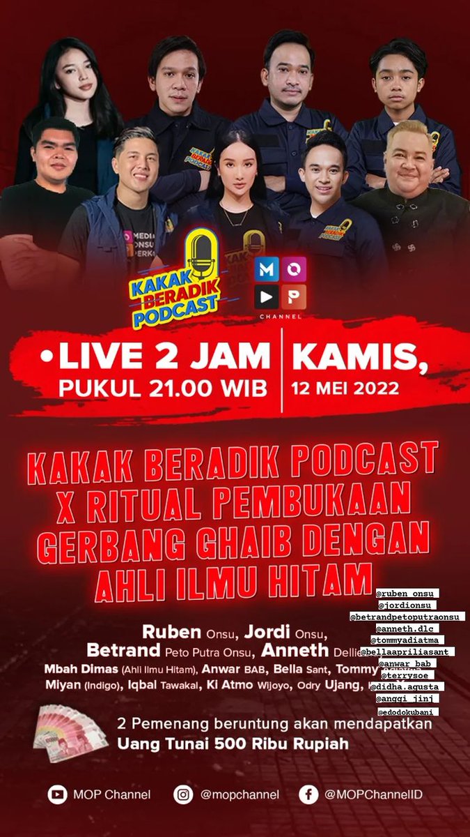 Henny_ajah08's tweet photo. Hai guys jangan lupa nanti malam ada kbp
Di YouTube @mopchannel
#onyoonyekbp
#kakakberadikpodcast
#o2nyarihantu
#mopchannel
#betrandpetoputraonsu
#annethdelliecia https://t.co/gdomlwqHe1