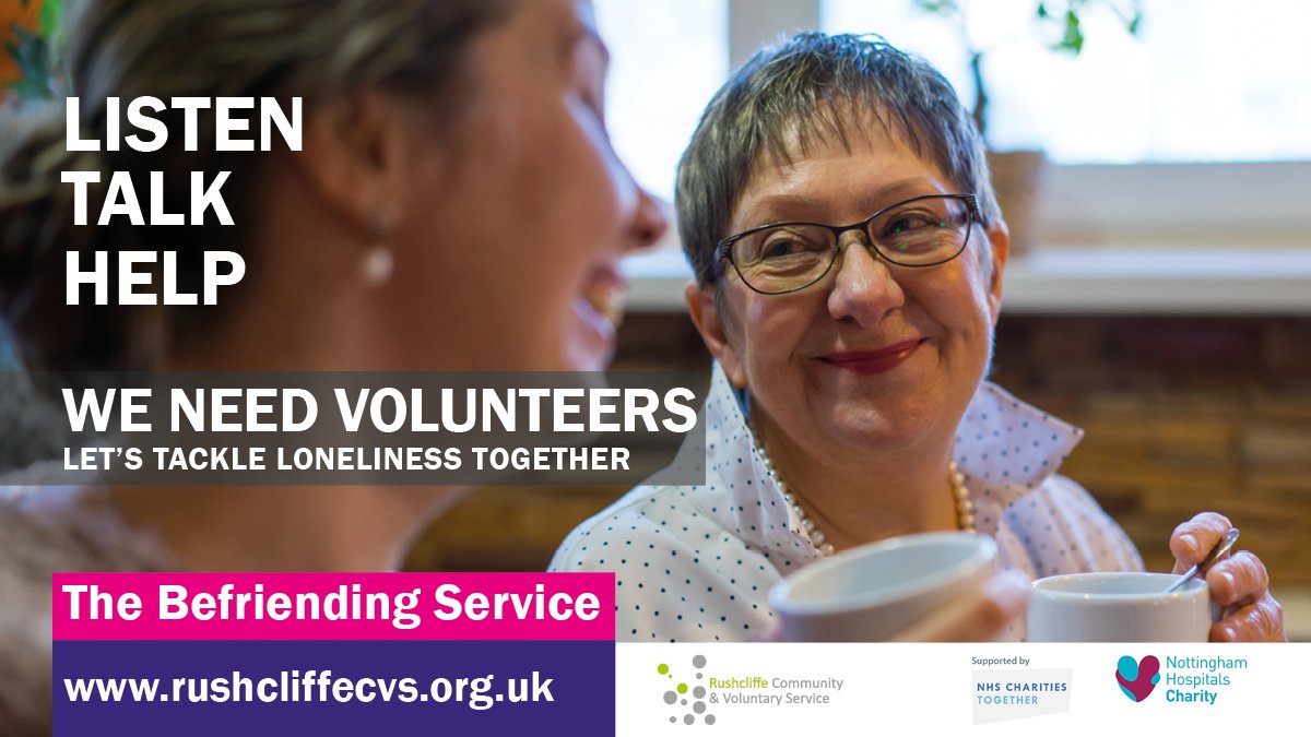 'Listening is often the only thing needed to help someone.'👂Just one hour of your time a week could make a massive difference in someone's life. Become a Befriending Volunteer today!❤️🫂 rushcliffecvs.org.uk/befriending #MentalHealthAwarenessWeek #befriending #volunteering
