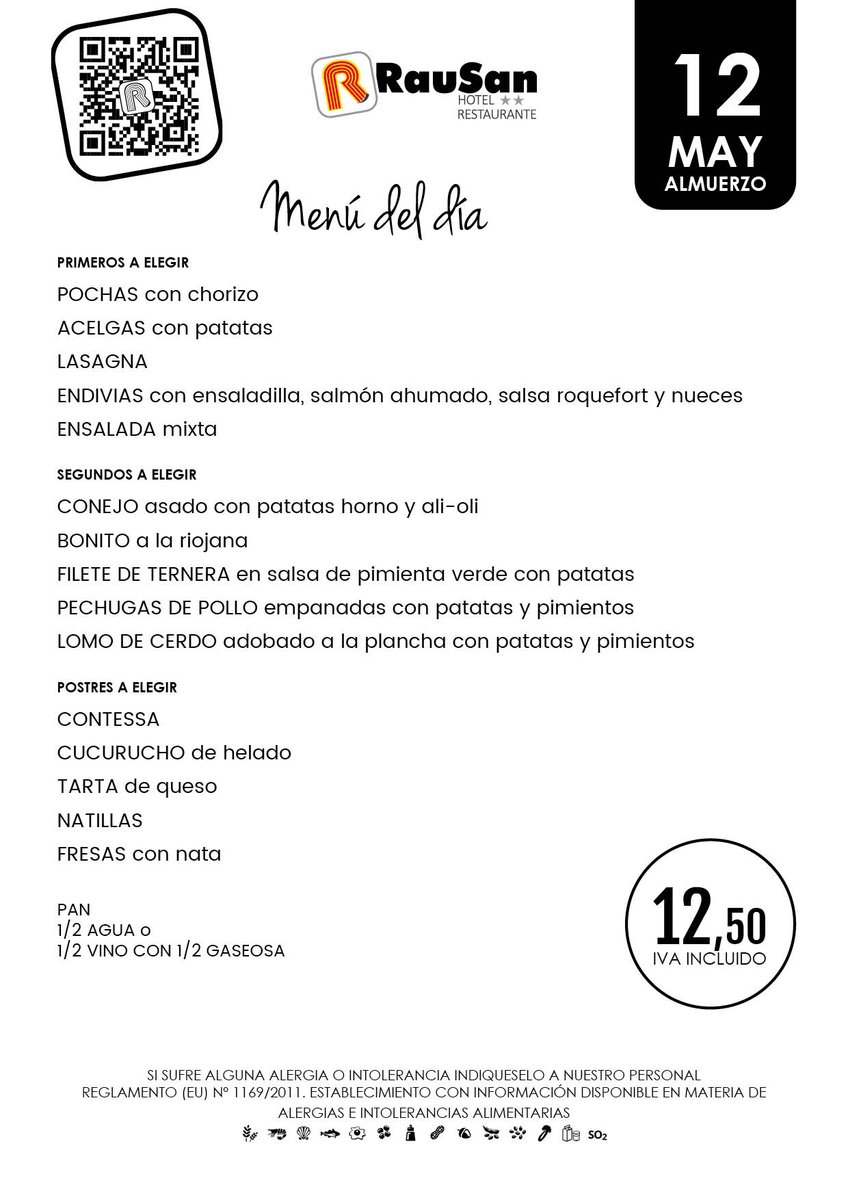HotelRausan's tweet photo. Menú para hoy 12/05/22
#FelizJueves #MenúDelDía #HotelRausan #Rausan #Alfajarin #Restaurante #Zaragoza #RestaurantesZaragoza #HoraDeComer #UnAltoEnElCamino #BuenViaje https://t.co/hRdnWSafdy
