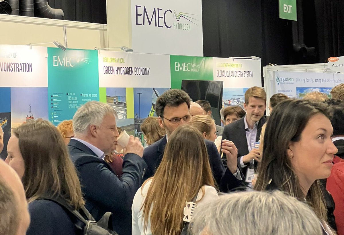 EMEC_Ltd's tweet image. Fantastic first day at @AllEnergy and gearing up for another busy day today. Pop past stand ORK50 to talk #oceanenergy #oceantesting &amp;amp; #hydrogen R&amp;amp;D.

@magallanestidal ATIR tidal turbine and @PulseRengine H2 engine on display and @ZeroAvia has brought an oculus along 👀