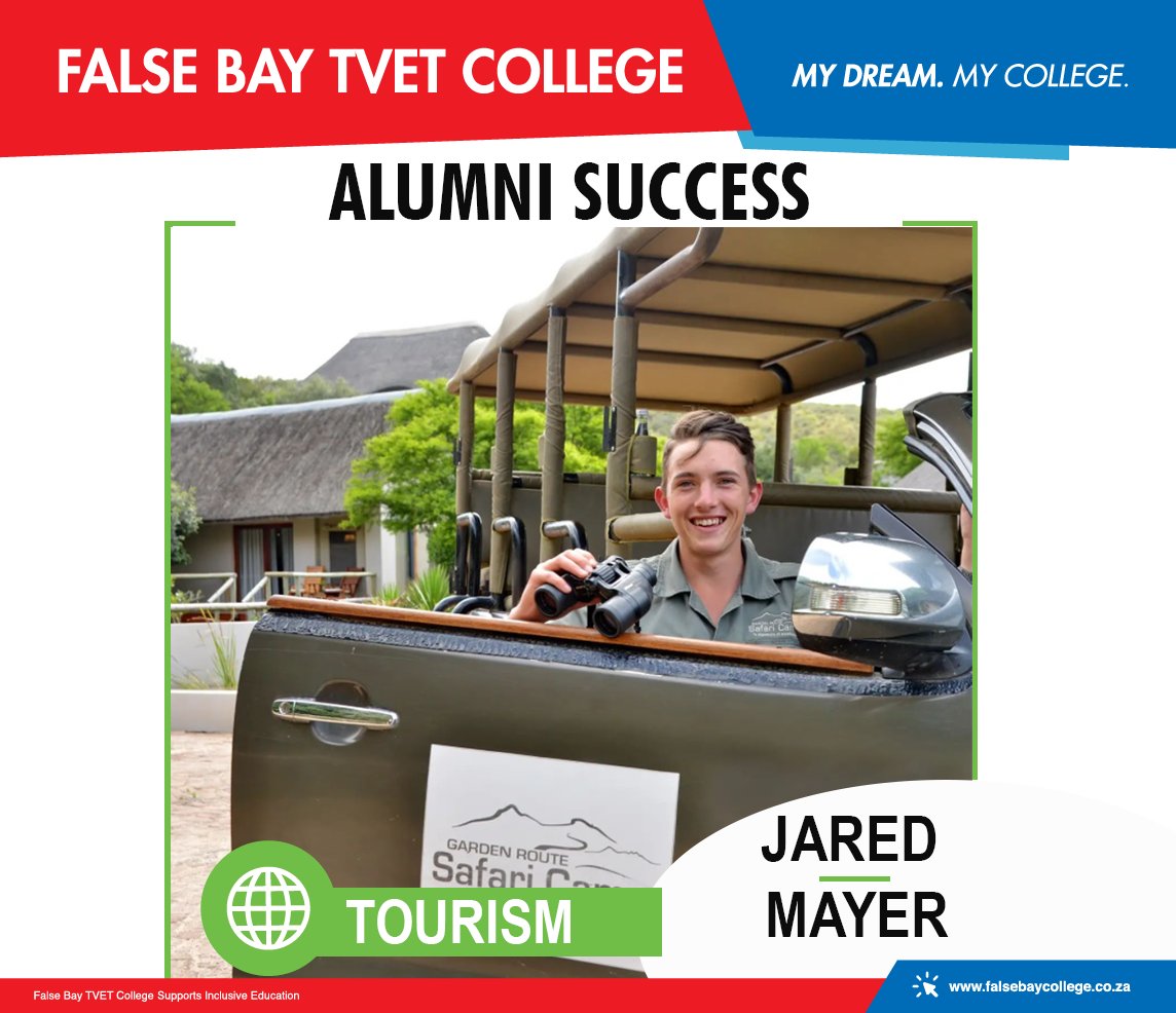 FalsebayCollege's tweet photo. Jared Meyer is living the dream! As a registered Field Guide he is out in the bush every day with visitors sharing his knowledge about flora and fauna. Read more https://t.co/4iJBB2xO2P
#AlumniThursday #StudentSuccess #TBT #Alumni #MyCollege #MyFBC https://t.co/CaxLFlsyM7