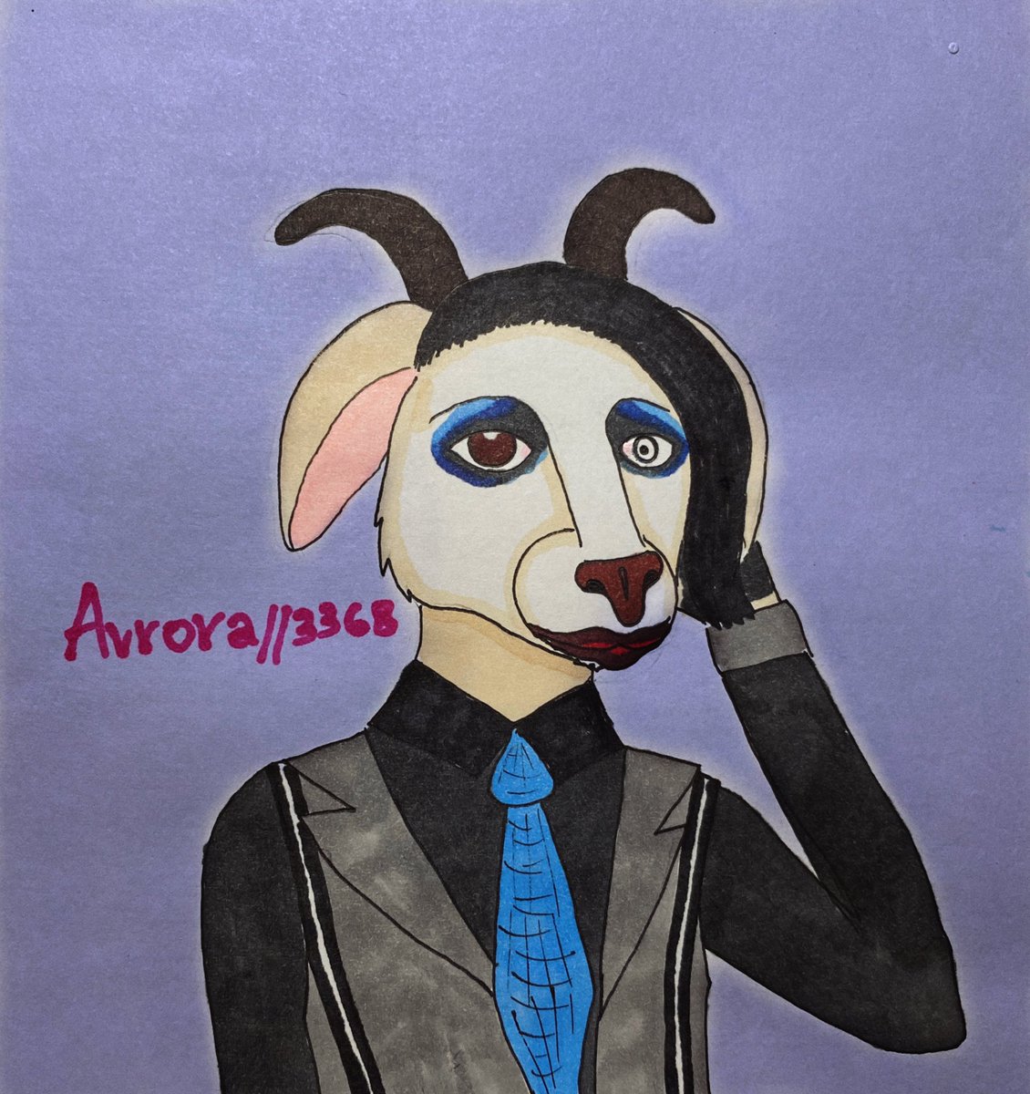 AvroraLora's tweet photo. @GreatGoatsNFT I drew this art for you with great love 💜 https://t.co/amGneW09zb