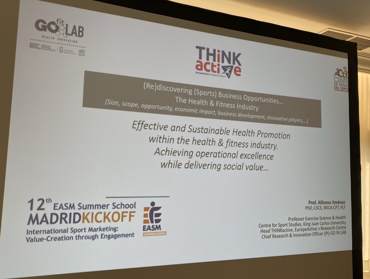 Prof Alfonso Jimenez (@profa_jimenez) on Twitter photo Ready to start a keynote at the 12th EASM Summer School discussing about effective and sustainable health promotion and the role of the health & fitness industry…<a href="/Europe_Active/">EuropeActive</a> <a href="/GOfitLAB/">GO fit LAB</a> <a href="/CED_URJC/">Centro de Estudios del Deporte</a> Ready to start a keynote at the 12th EASM Summer School discussing about effective and sustainable health promotion and the role of the health & fitness industry…<a href="/Europe_Active/">EuropeActive</a> <a href="/GOfitLAB/">GO fit LAB</a> <a href="/CED_URJC/">Centro de Estudios del Deporte</a>