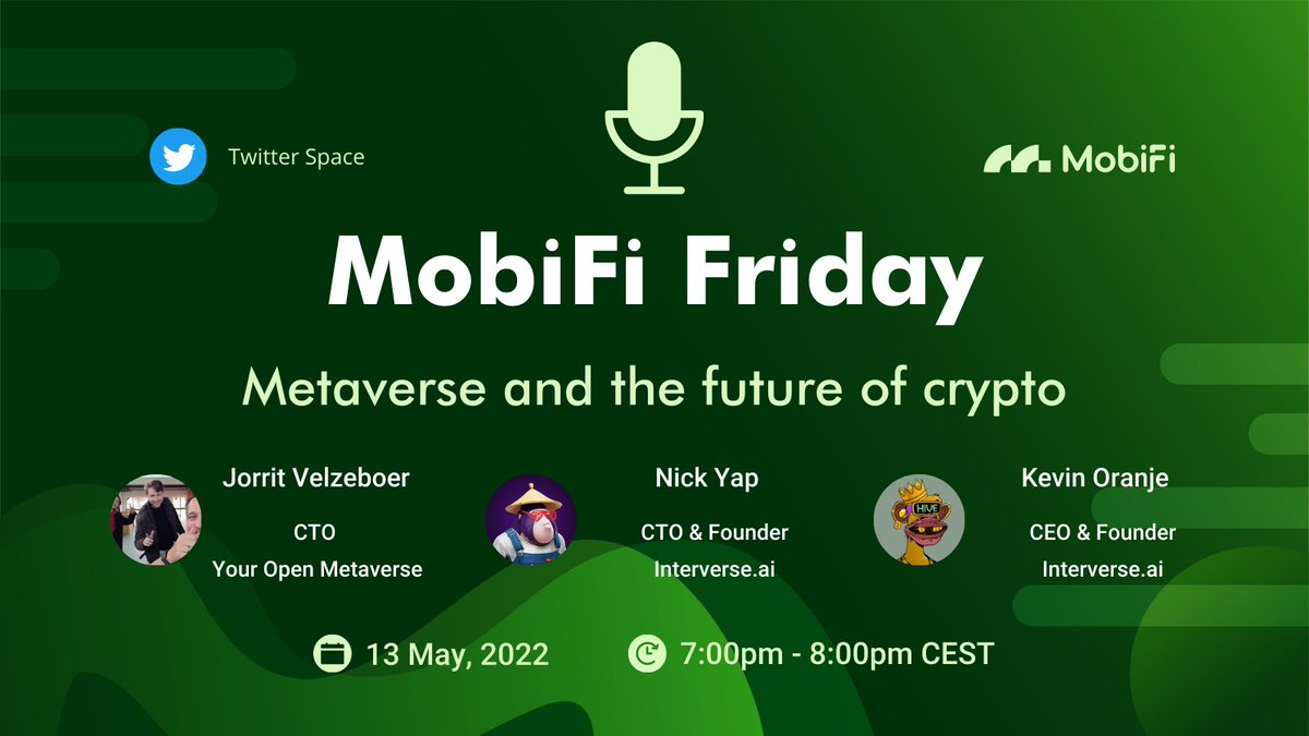 detrip_travel's tweet image. If you are wondering what the hack is going on in the crypto space🤔....

Don't miss our #MobiFiFriday! 

📆 13 May 
⏰ 7-8pm CEST
📍

Topic: #metaverse and #future of #crypto 

Special guests from the industry🔥: 
@VelzeboerJorrit @kevinoranje @nicknmyap