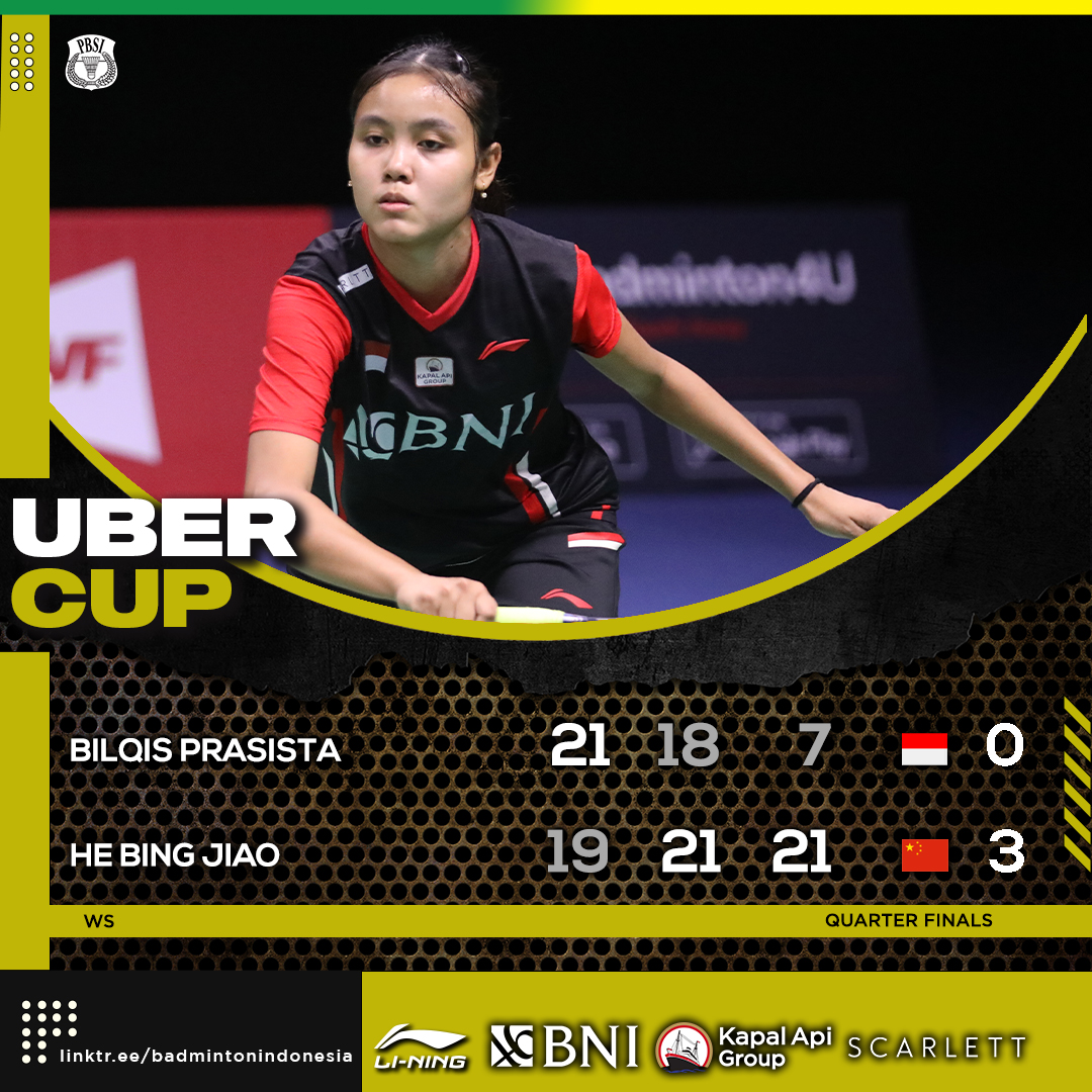 INABadminton's tweet photo. Terima kasih Bilqis sudah memberikan yang terbaik!

Perjuangan di Piala Uber memang berakhir tapi perjalanan Garuda Muda Pertiwi baru saja dimulai. Ayo kembali lebih kuat, ayo buktikan lebih hebat.

Tim Uber Indonesia solid! 🇮🇩🇮🇩🇮🇩

#BadmintonIndonesia #TUC2022 #UberCup2022 https://t.co/dt48J4P1LF