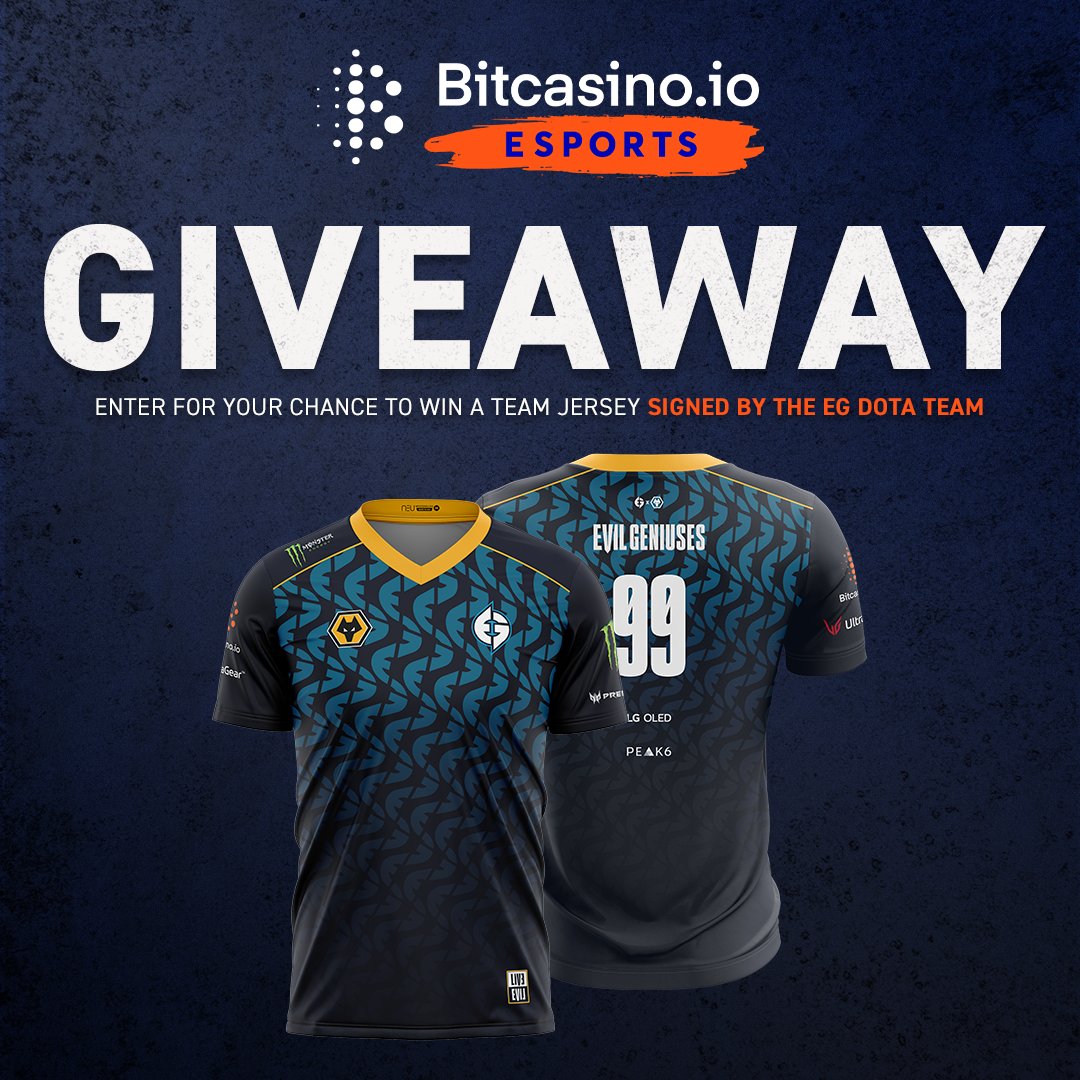 🚨JERSEY GIVEAWAY🚨

We're kicking off the #ESLOne Stockholm Major with 3 signed jerseys by our #dota2 team.

Enter for your chance to win by:
👉 Follow <a href="/EvilGeniuses/">Evil Geniuses</a> and <a href="/BitcasinoE/">BC Experiences</a>
🔃 Retweet this post

T&amp;C applies #LIVEEVIL