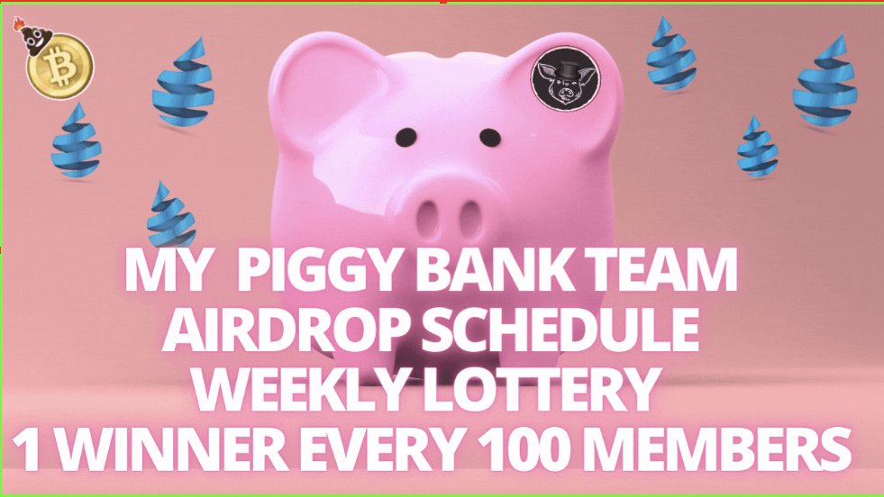 CryptoMischief's tweet image. I have 600+ Team Members in &quot;My Piggy Bank Team&quot;! 🐷🚀  I will send weekly Time Locked Staked Airdrops for the team.
For every 100 Members. You are entered into a lottery to win. So that&apos;s 6 winners each week so far! Join today here : tinyurl.com/bd72ekkh #dripnetwork