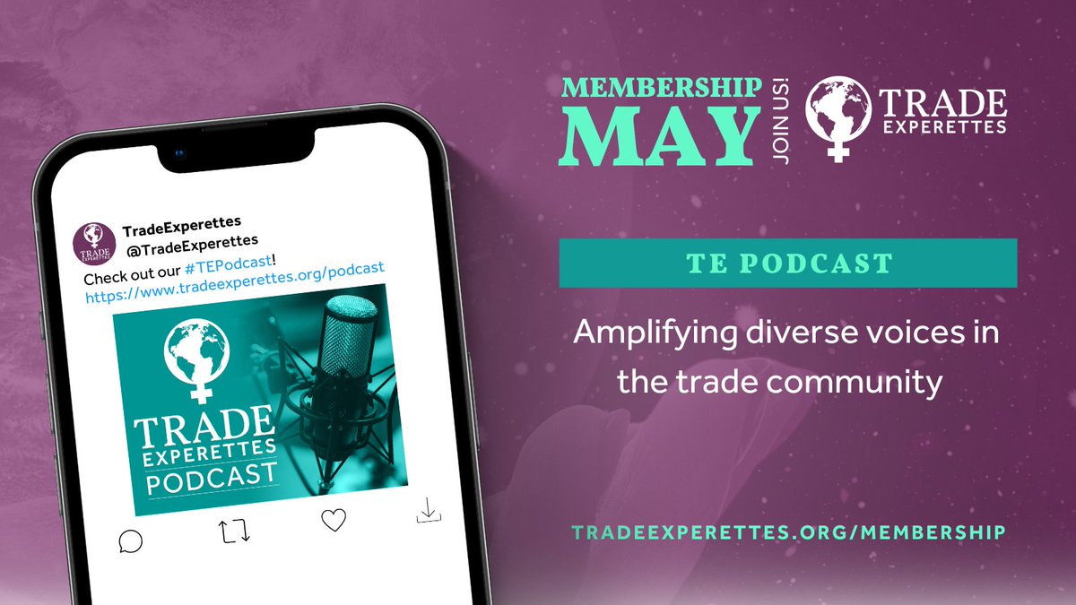 TradeExperettes's tweet photo. We know you love a good podcast 😉...
Listen to our #TEPodcast 🎙️ here https://t.co/YEnbXHqTGh, where, starting with our most recent episode on "2021 - The Year Trade Turned to Women", we have transcripts available 👍 Check it out!

Join us! #MembershipMay
https://t.co/Zgmc1tFkL6 https://t.co/kzv5KyJxWr