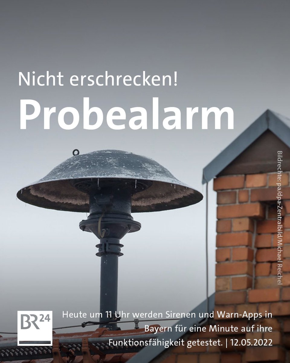 🚨 Heute um 11 Uhr werden in ganz #Bayern die #Sirenen​anlagen getestet. Sagt es weiter, damit sich niemand erschreckt! 
Weitere Sprachen im #Thread. ☝️
👉 br.de/nachrichten/ba…