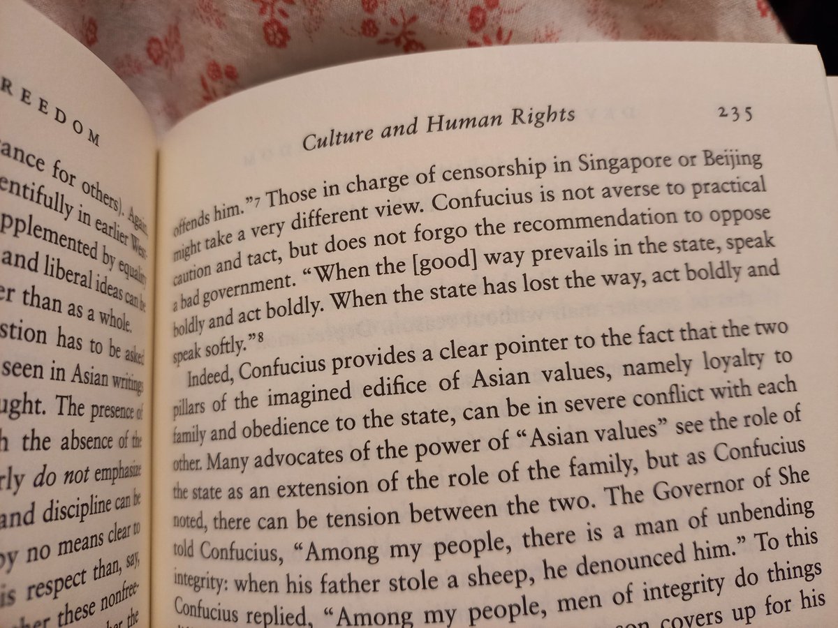 #CulturalValues   #DevelopmentAsFreedom

This from Amartya Sen's book Development as Freedom that I am reading. 

I doubt much of this book is actually his writing, but more on that later.

This, about Confucius and the state.

1/3
