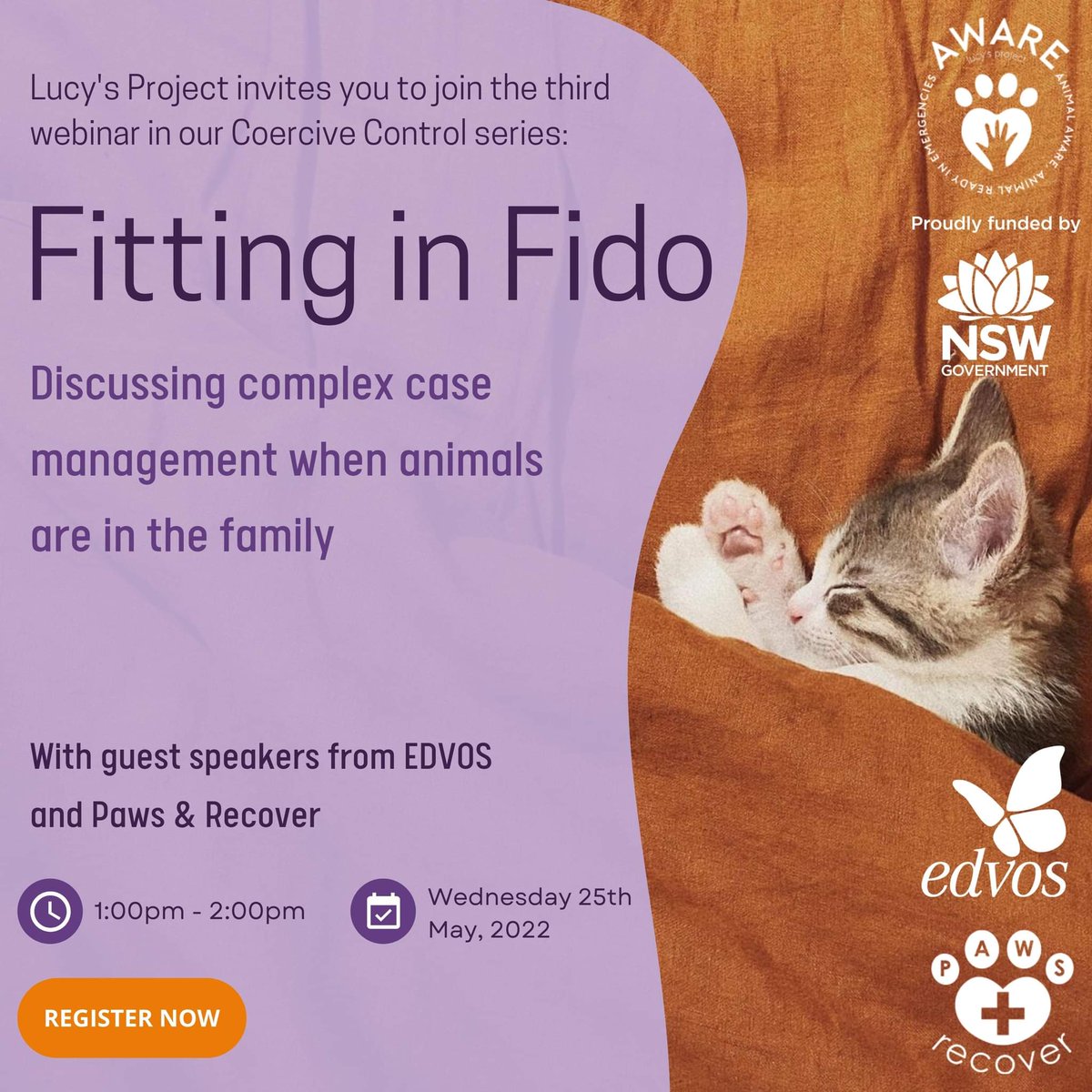 We invite you to join the third webinar in our Coercive Control series all about complex case management and animals. You can register for this event here:  events.humanitix.com/complex-case-m…

#webinar #socialwork #dfva #dfv #domesticabuse
