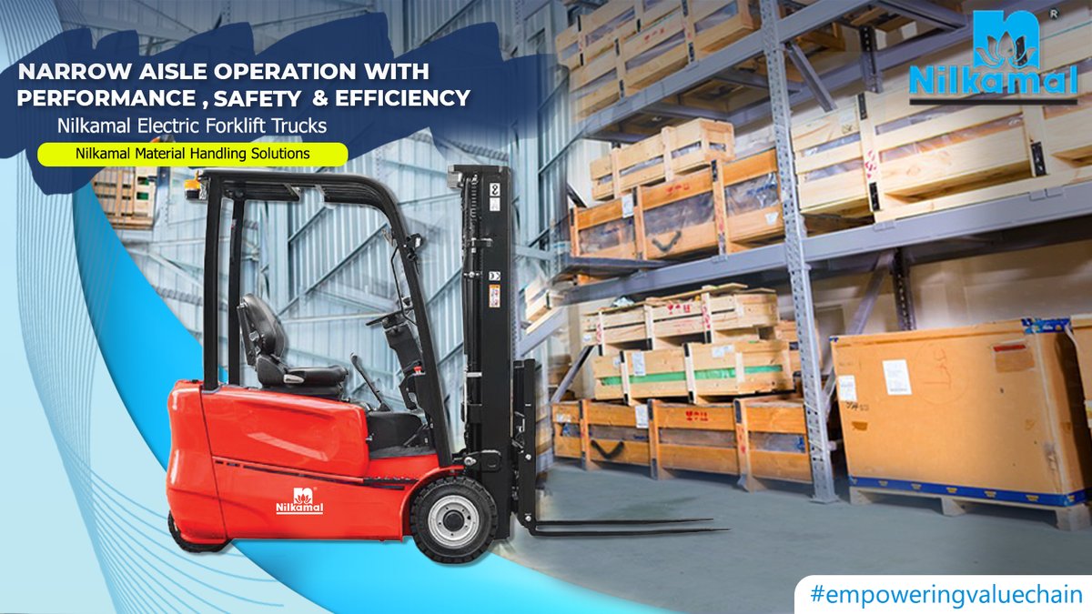 Nilkamal Electric Forklift trucks offer 1.5MT and 2.5MT capacity for Maximum Performance.

Learn More: - bit.ly/3FERkZp

#NilkamalMaterialHandling #MaterialHandlingSolutions #PrintingSolutions #EmpoweringValueChain #Productivity #Efficiency #Innovation