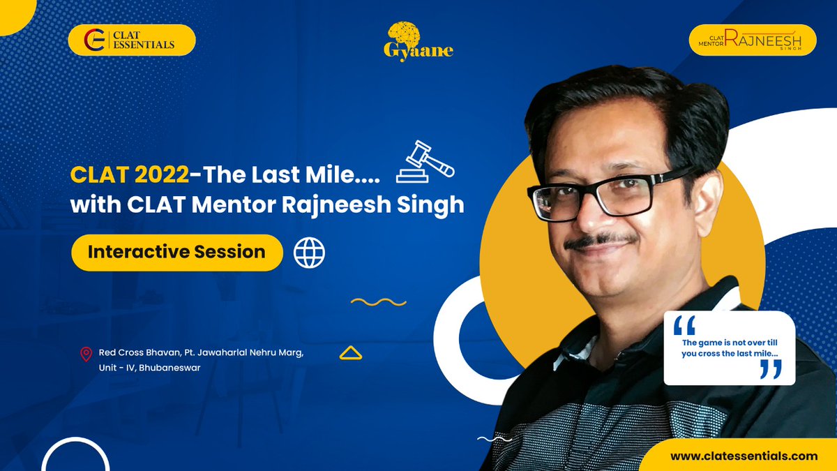 ClatEssentials's tweet photo. Come run 'The Last Mile' with CLAT Mentor Rajneesh Singh.

#clat2022 #clat2023 #lawentrances #nationallawuniversity #lawaspirants #lawstudents #legaleducation #nlu #clat #clataspirants https://t.co/dOiX4cxqgY