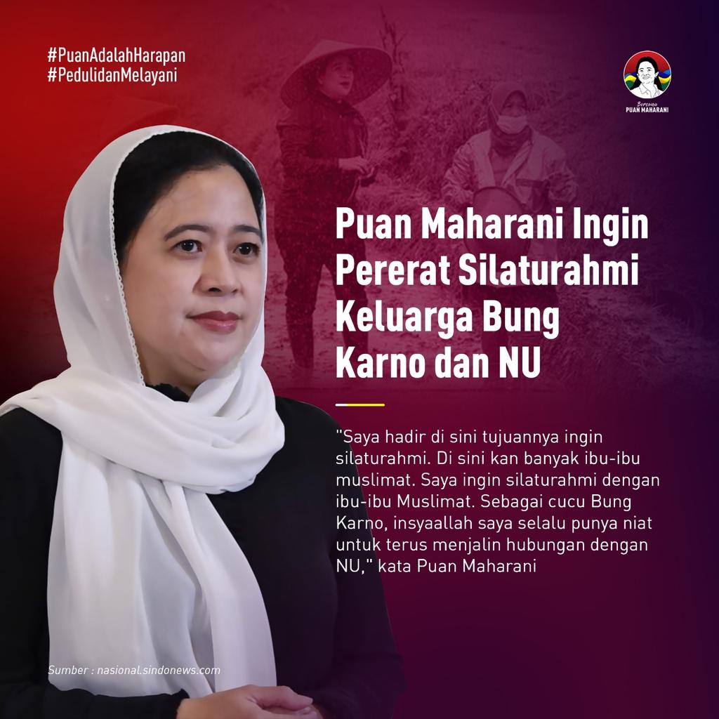 Zedrlq's tweet photo. Puan Maharani ingin terus menjalin hubungan dengan NU
Puan Pemimpin Bangsa https://t.co/ckrISwumxN