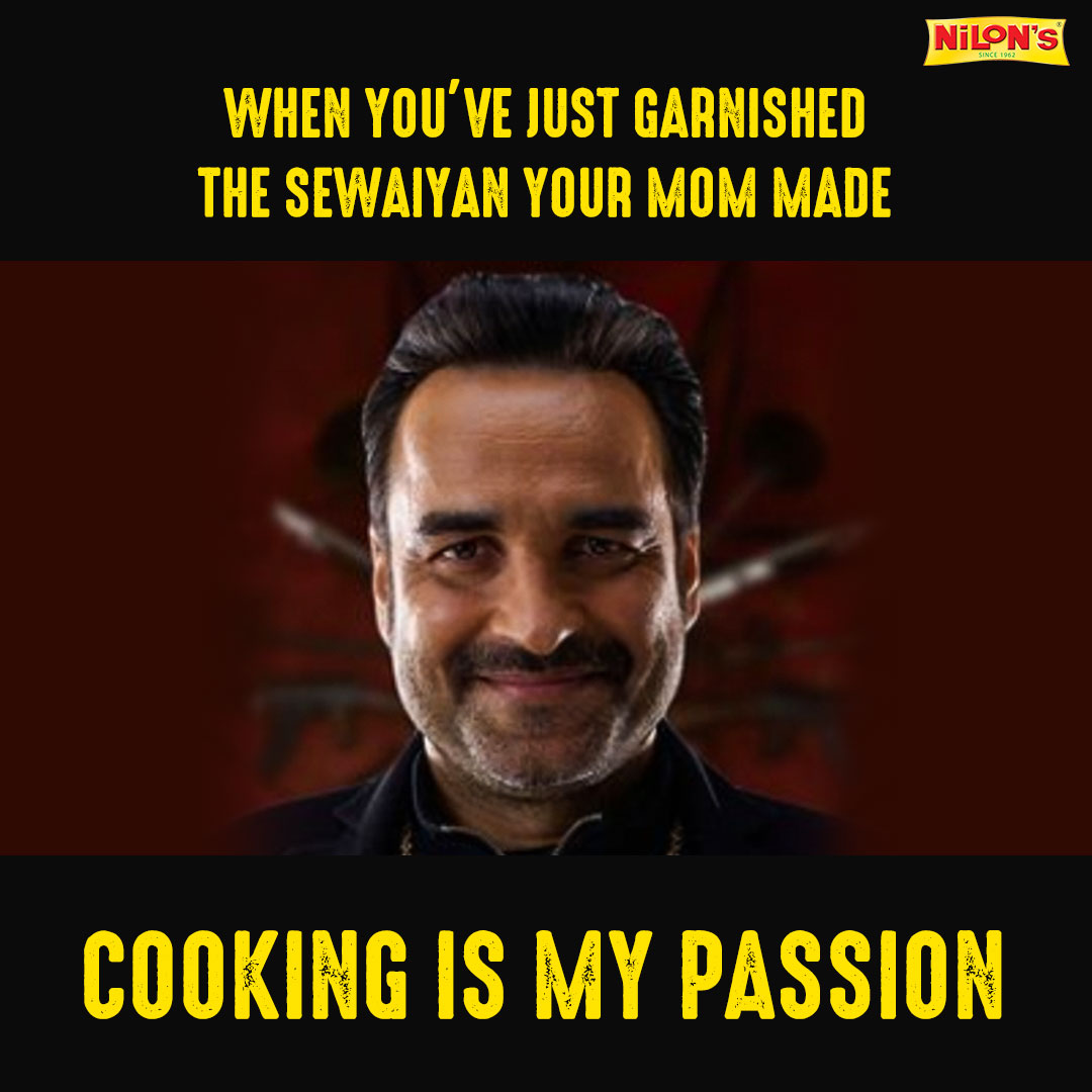 NilonsIndia's tweet photo. Everyone knows that dhongi friend 😂 Tag that friend and ask him to cook the whole meal next time.
#Nilons #NilonsIndia #60years #IsmePyaarMilaHai #pankajtripathi #Sewaiyaan #cookingismypassion https://t.co/ldLw8I4ZSd