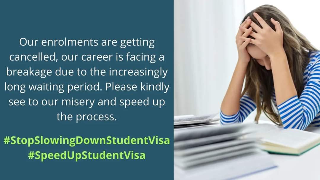 hasan_rumaisha's tweet photo. Lessen the WAITING PERIOD OF 14 MONTHS. Pandemic is long gone. Dont give us any more excuses.
#SpeedUpStudentVisa
#StopSlowingDownStudentVisa https://t.co/gHsTuX6l41