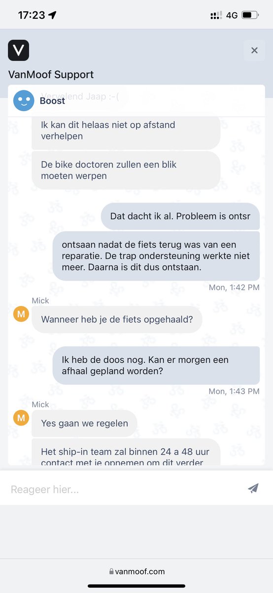 StraffeW's tweet photo. Klantenservice #vanmoof is erg langzaam en niet op orde. @telegraaf @FD_Nieuws @avrotrosradar @Consumentenbond wacht al tien dagen op een reparatiemogelijkheid. Elektronica van de fiets lijdt een eigen leven. https://t.co/FQWdffJI49